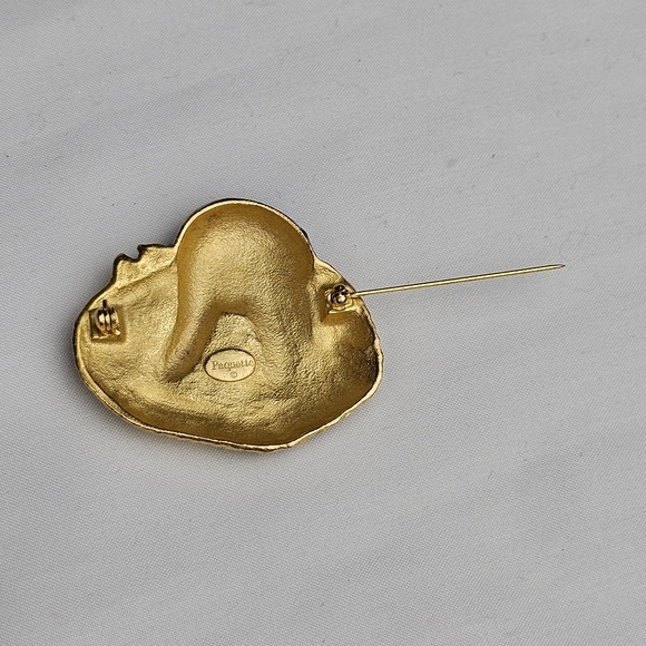 Paquette Gold Tone Textured Figural Enamel Mallard Duck Brooch - Picture 5 of 9